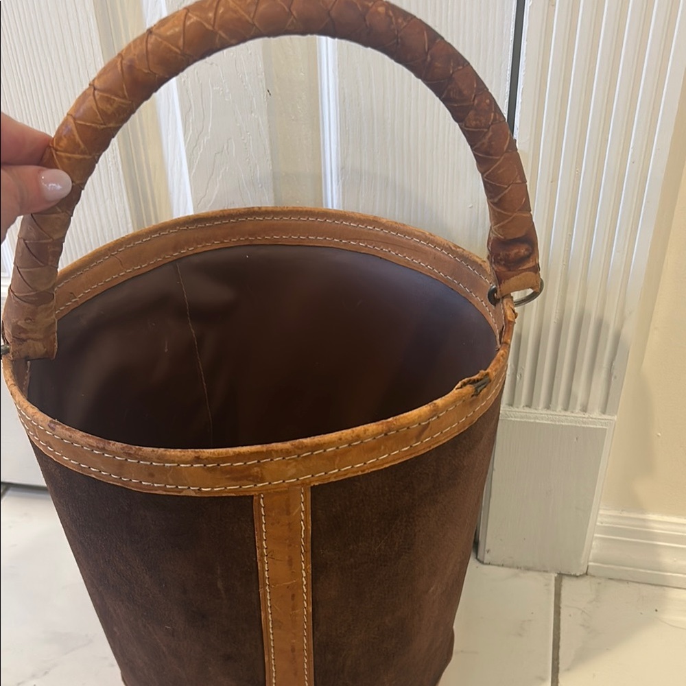 Brown and Tan Bucket Bag